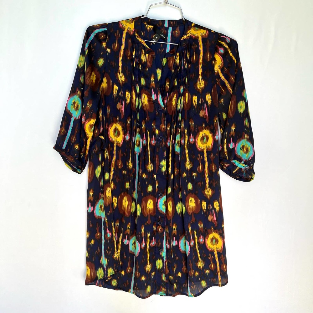 Aqua abstract geo pattern women’s dress